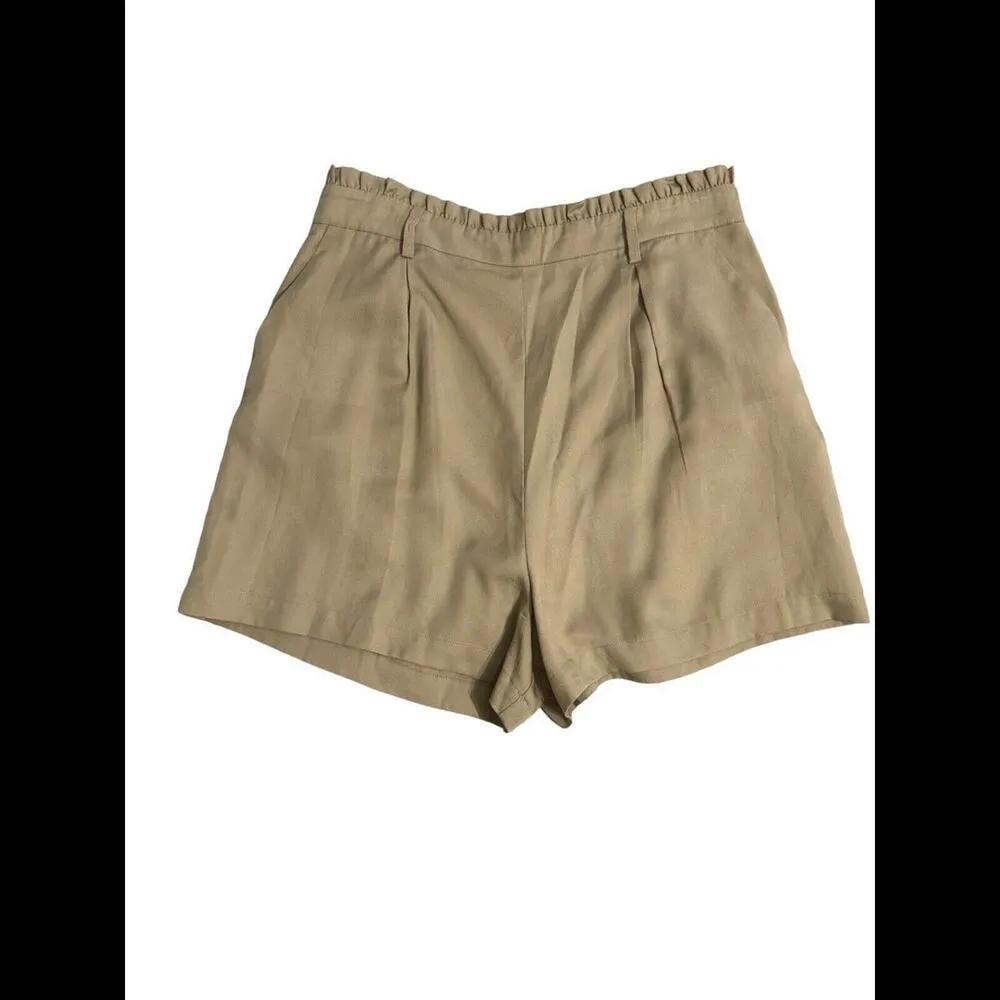 Socialite tan  paper bag waist shorts - Image 2