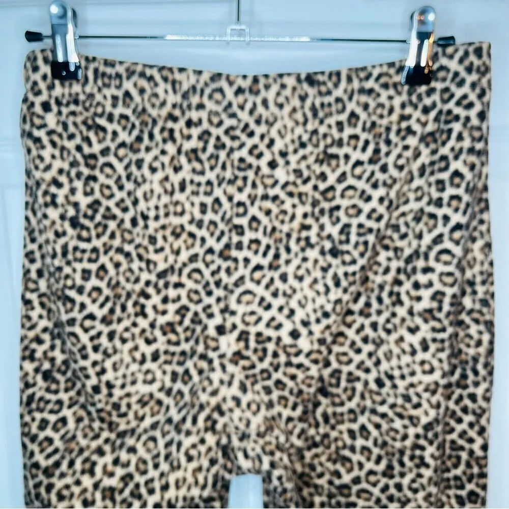 Gilligan & O'Malley Leopard Print Pull On Fleece Pajama Pants Brown Tan M Size M - Image 4