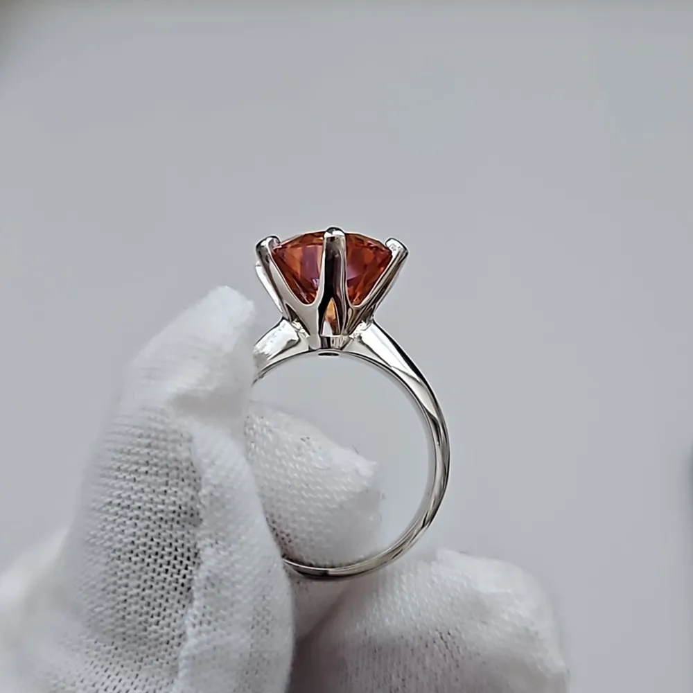 5ct Orange Moissanite Solitaire Ring, Size 5.5 - Image 4
