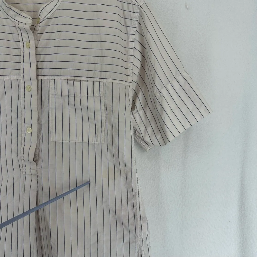 Gap Short Sleeve Button Down Striped Shirt Womens XS White - Image 6