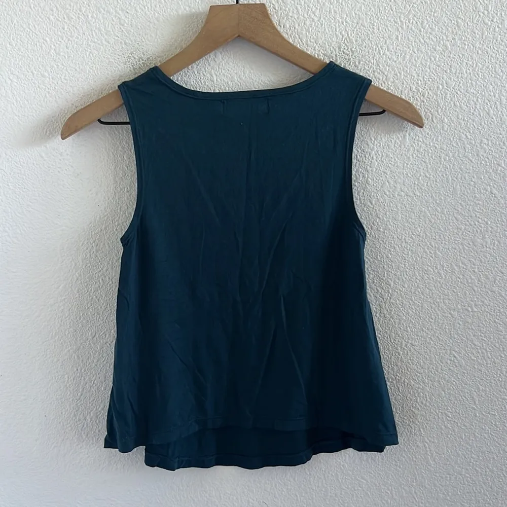 Ava Sky Fighting Eel Stretch Teal Tank Top Blouse Shirt Hawaii Aloha XS Blue - Image 2