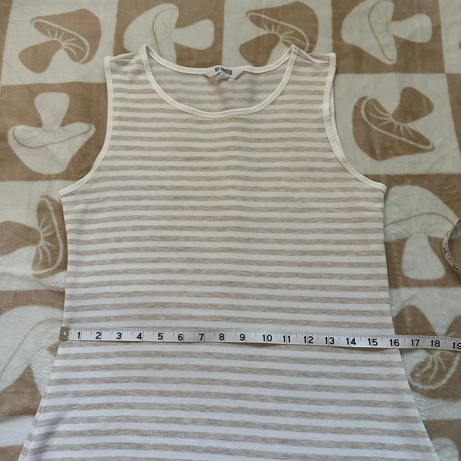 BB Dakota Striped Tank Dress‎ Sleeveless Casual Beige White Size M - Image 9