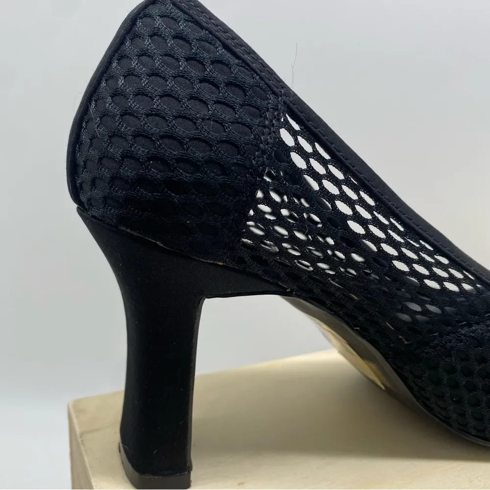 Wild Rose Womens Vintage Black Heel Shoes Size 8.5 Fishnet - Image 10