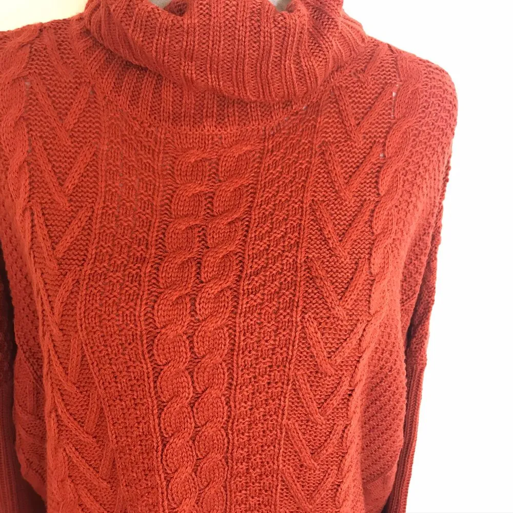 NWT Joseph A Cable Knit Rust Turtleneck Sweater - Image 3