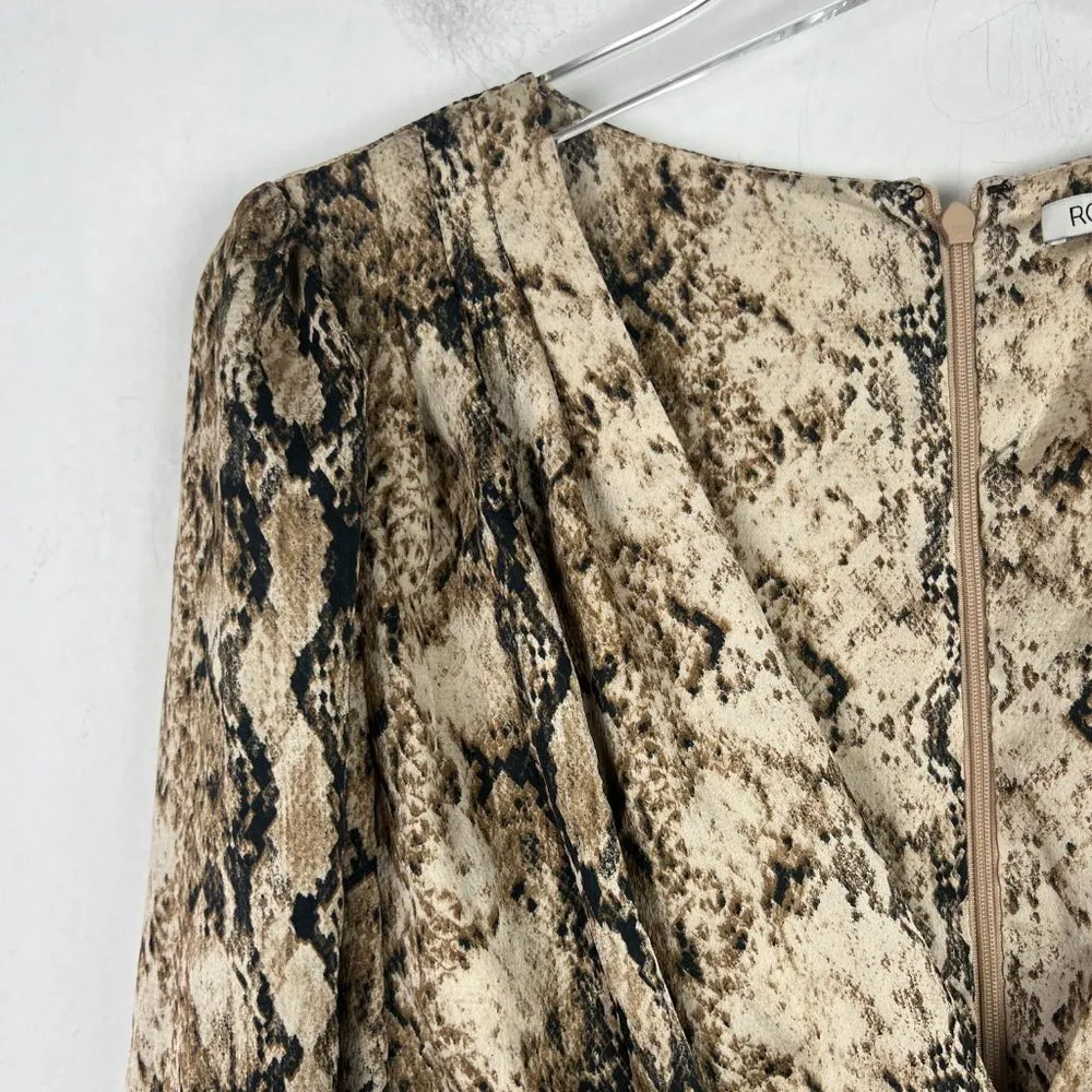 Ronny Kobo Orzora Snake Print Mini Dress Long Sleeves Size XS EUC Tan - Image 6