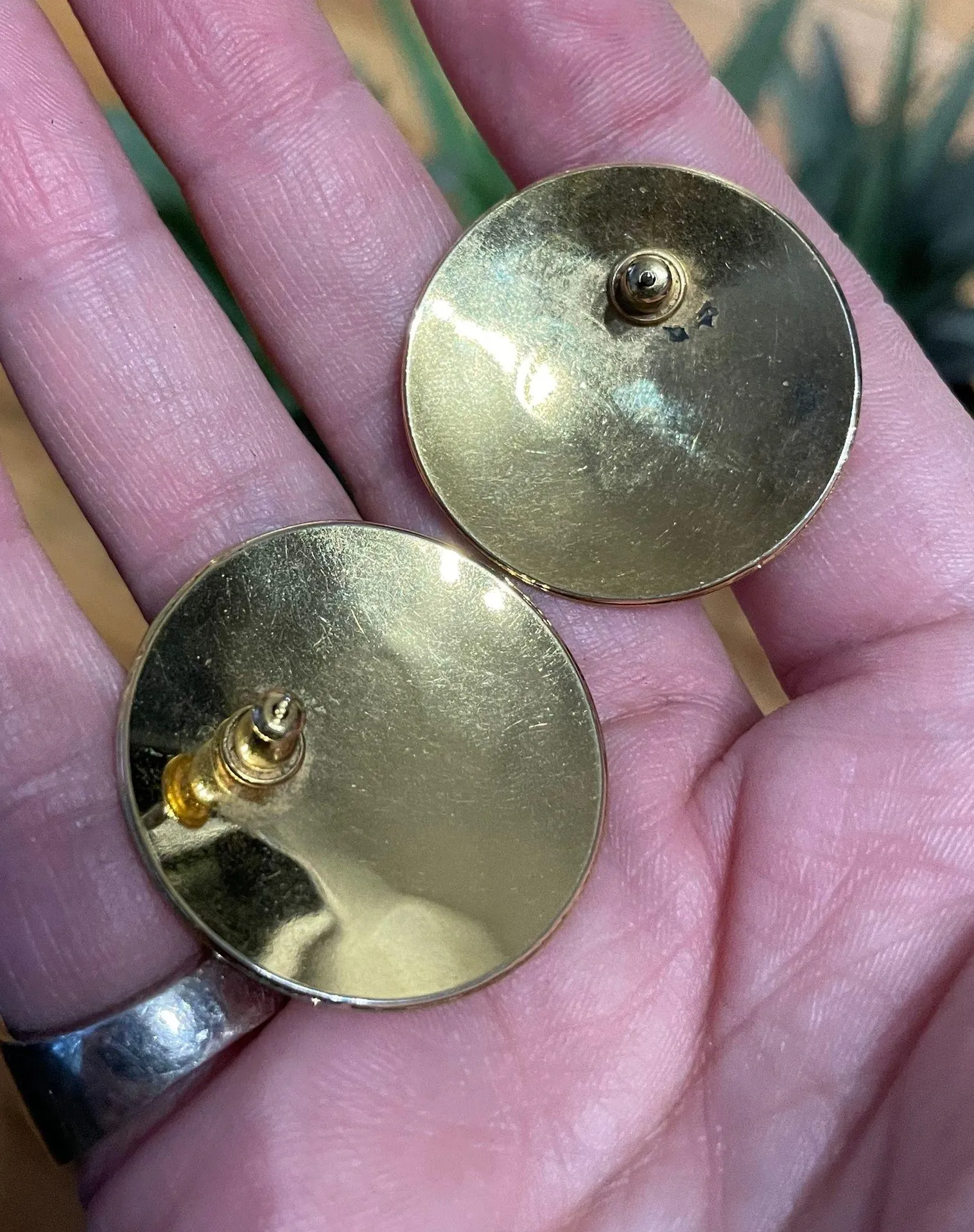 Geometric Enamel Lapel Vintage 80s Retro Pinup Rockabilly Domed post Earrings Retro Statement Jewelry asymmetrical Gold - Image 4