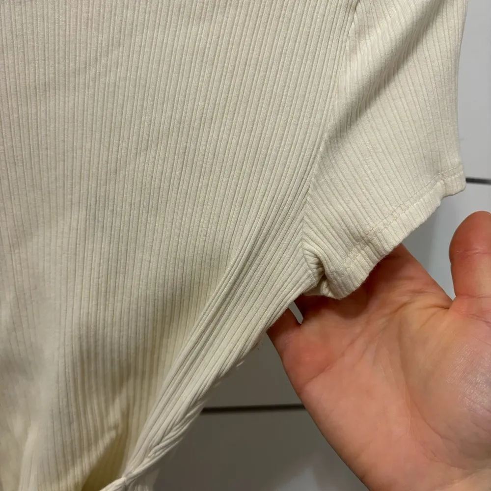 Privacy Please  Cream Ribbed Belted Tee - Image 9