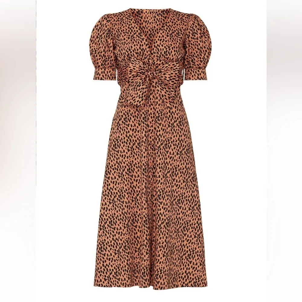 RTR Love, Whit Dotted Puffed Sleeve Midi Dress Small - Image 3