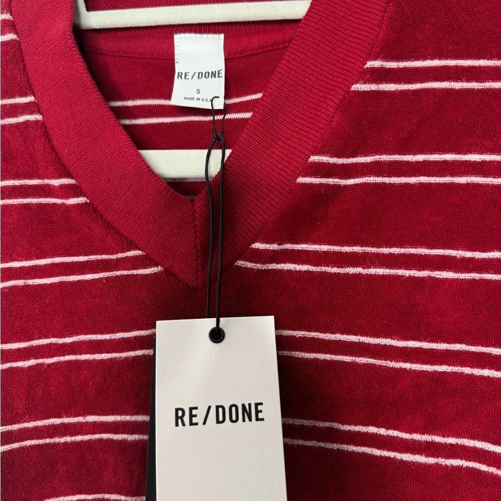 Re/Done Terry Cloth V Neck Pullover size Small - Image 3