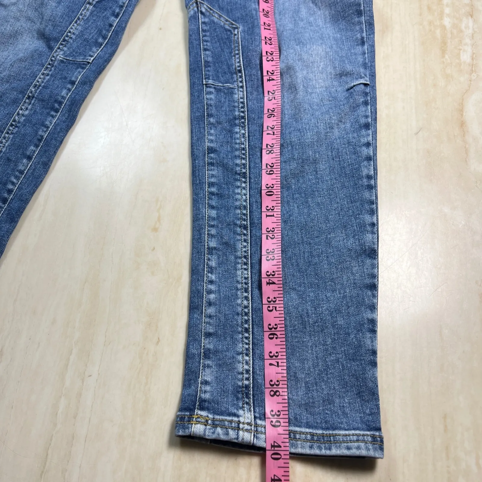 PILCRO Women's Size 28 Blue Denim Carpenter Jeans Utility Pockets Straight Leg - Image 7