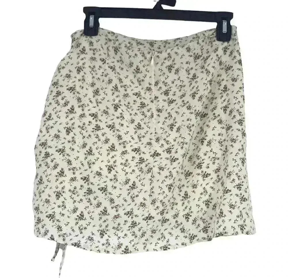 Y2K SKIRT WOMENS MEDIUM RUCHED 90s INSPIRED FLORAL MINI INVISIBLE ZIPPER COTTON - Image 3