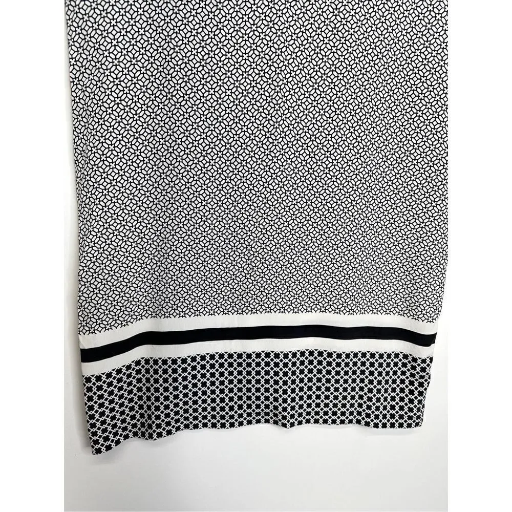 Cynthia Rowley Silk‎ Dress Womens Size 4 Short Sleeve Knee length Black/White - Image 7