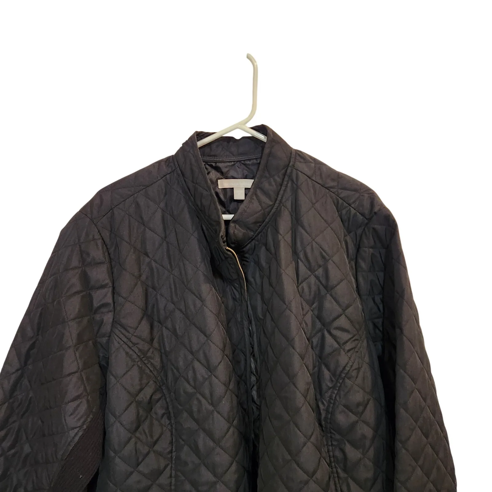 Woman Within Black Insulated Stand Collar Full Zip Quilted Jacket Size 26/28 - Image 7