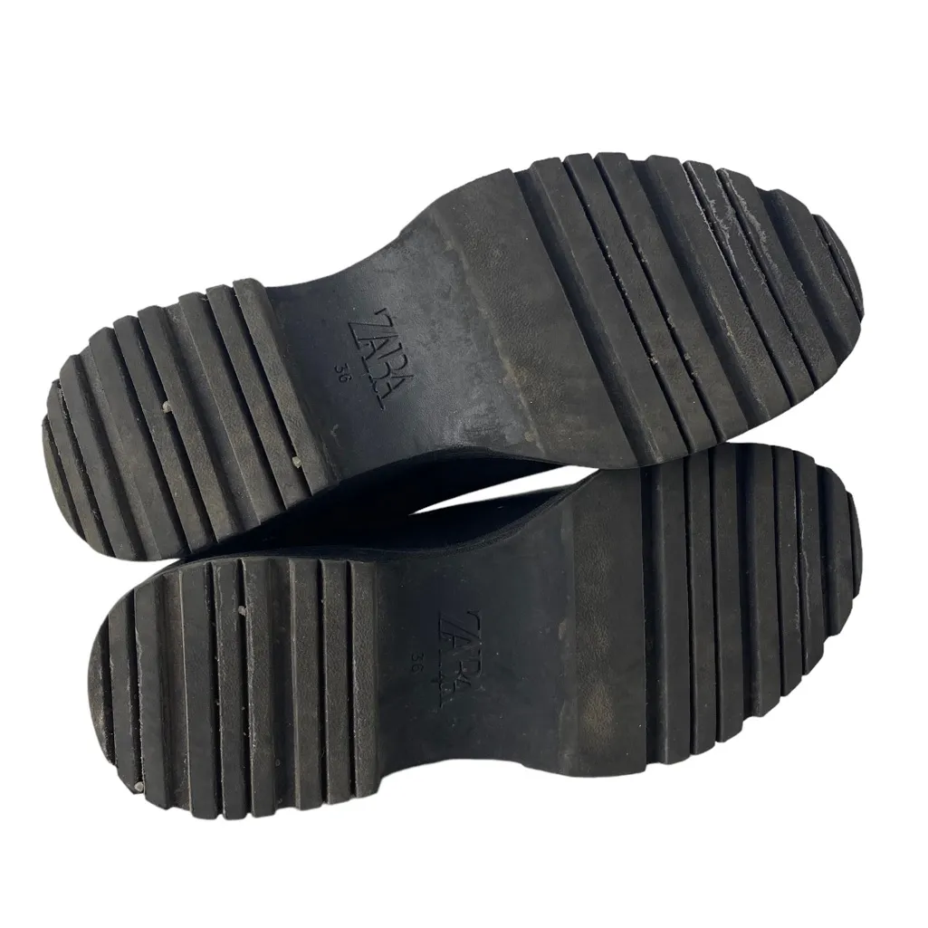 Zara Chunky Front Zipper Black Boots - Image 3