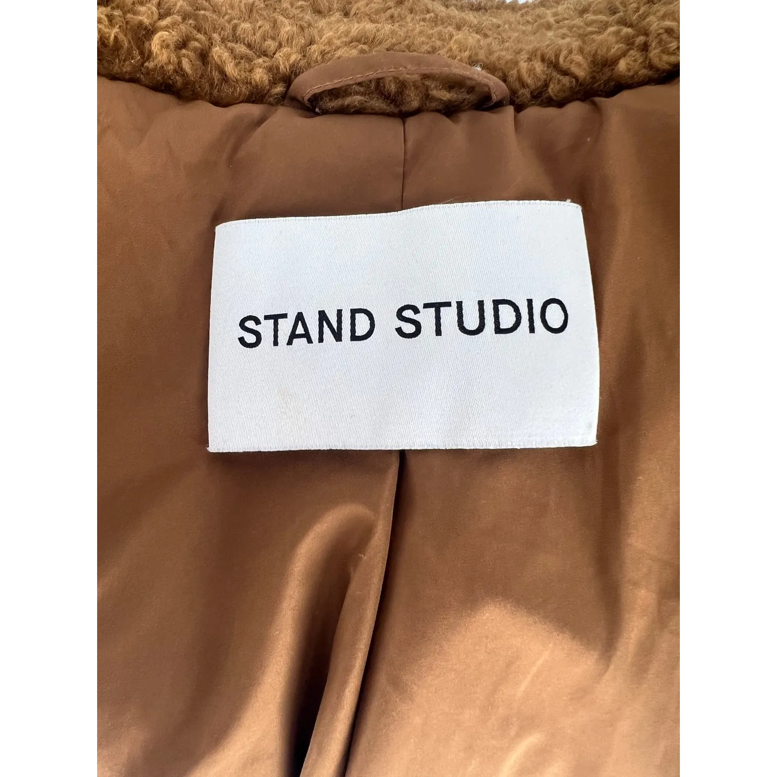 Stand Studio Audrey Brown Shearling Jacket with Black Accents - Image 13