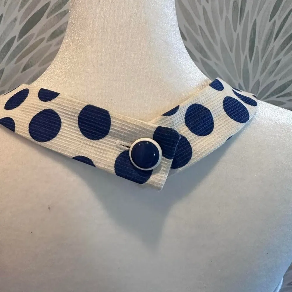 Ann Tobias Blue & White Polka Top‎ Vintage Halter Dress Sz 4 Pin Up Preppy - Image 7