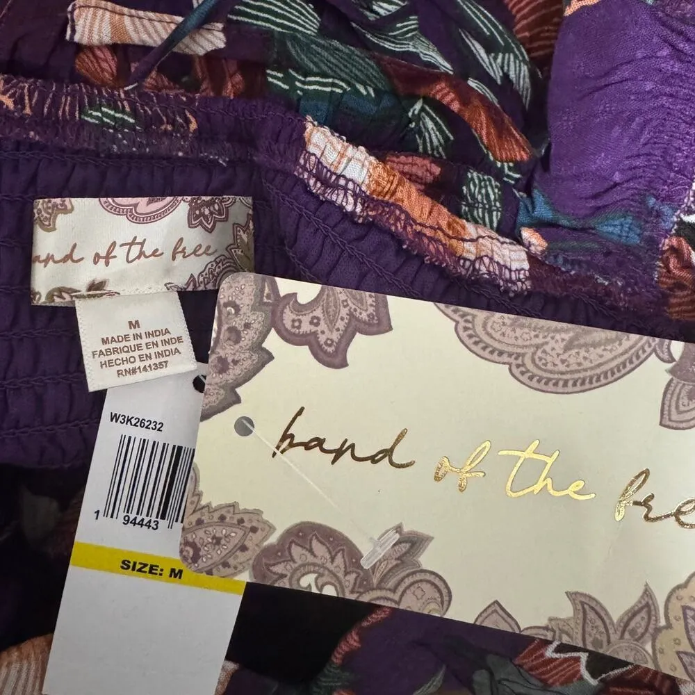 BAND OF THE FREE Floriane Pinch Front Puff Sleeve Cropped Top Floral NWT Medium - Image 10