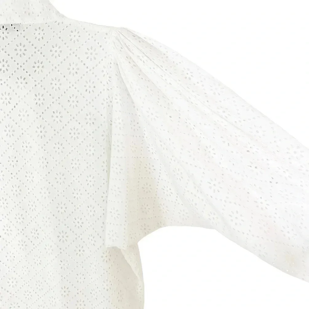 NWT Batsheva Cotton Eyelet Lace Broderie Anglaise Bow Detail Blouse White Size 6 - Image 7