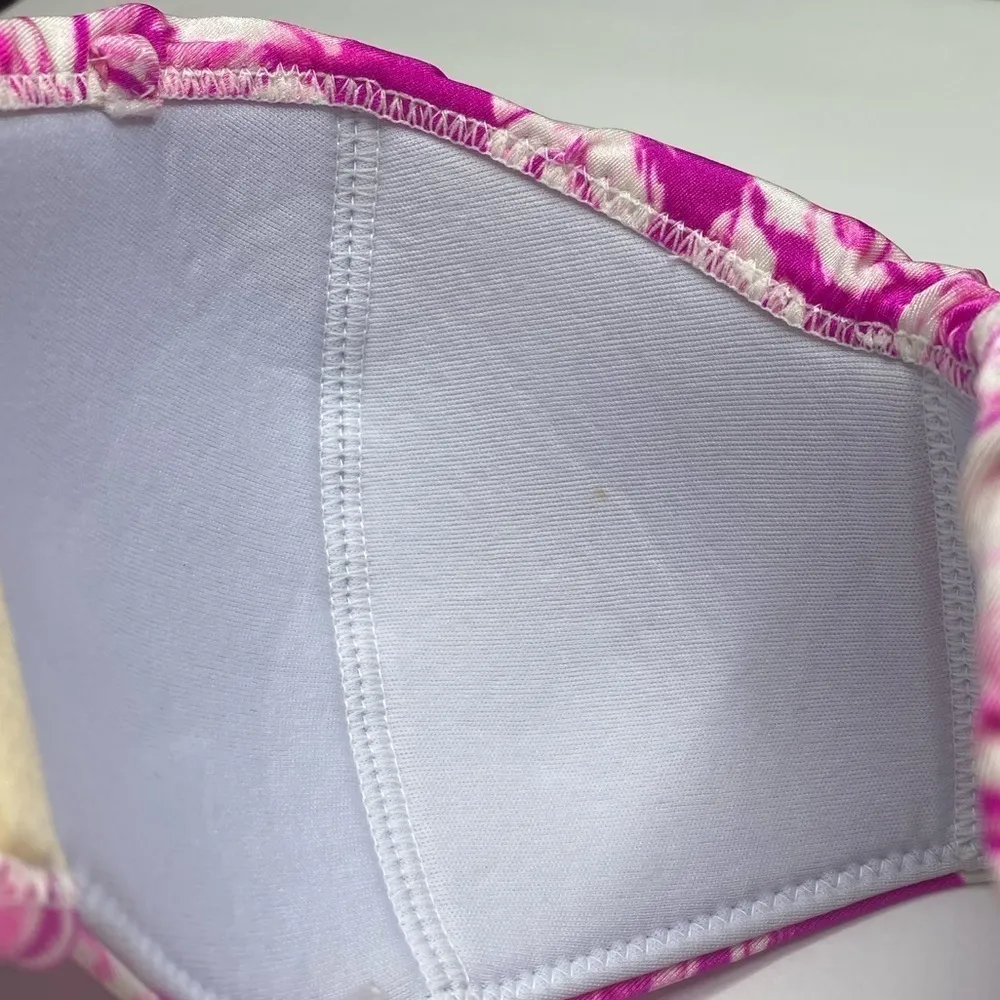 Amuse Society Flora Painted Palm Bandeau Bikini Top in Vivid Magenta NWOT - Image 8