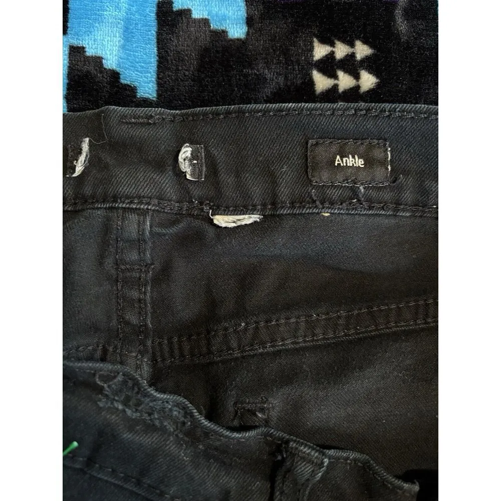 Supplies Skinny Leg Distressed Black Ankle Denim Jeans Mid Rise Size See Measure - Image 5