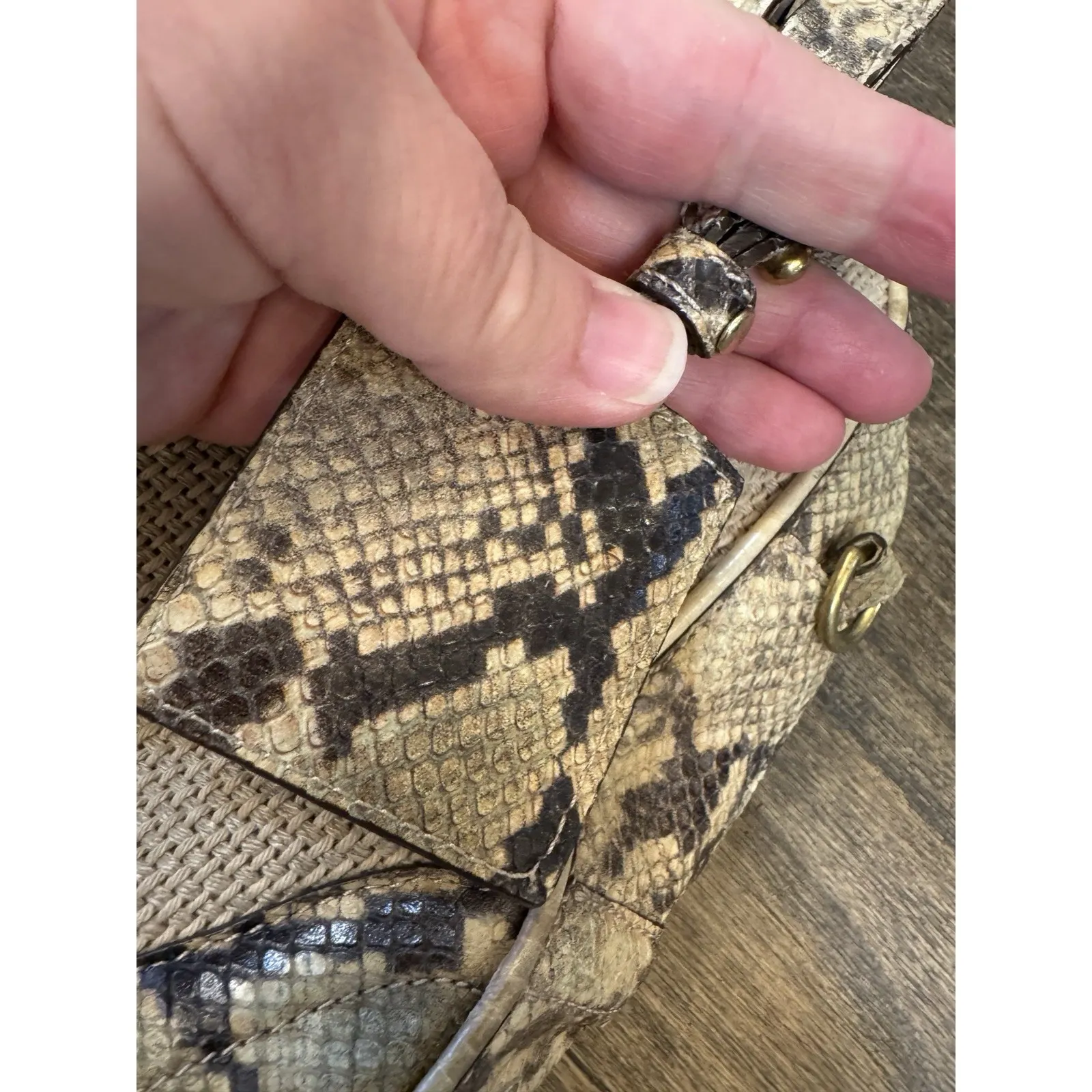 Brahmin Small Caroline satchel bag in a textured canvas Snakeskin Embossed - Image 5