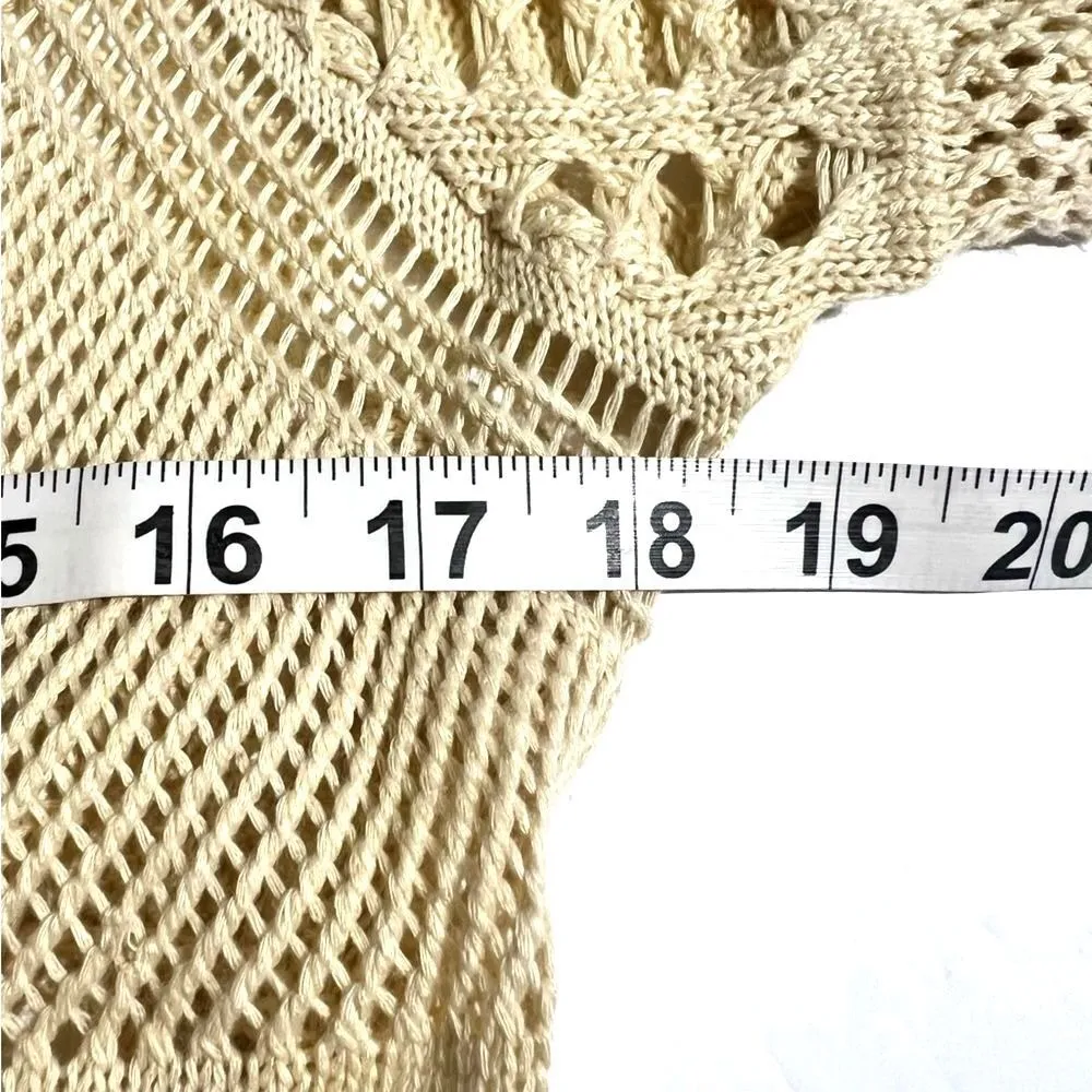 Boho Crochet Sheer Neutral Knit Dress M/L Coastal Cowgirl Beach Festival Size M - Image 9