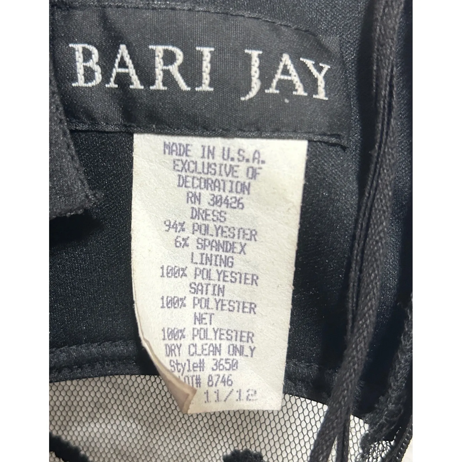 Bari Jay Womens Cocktail Dress 12 Black Beaded Waist Front Slit Evening Formal - Image 8