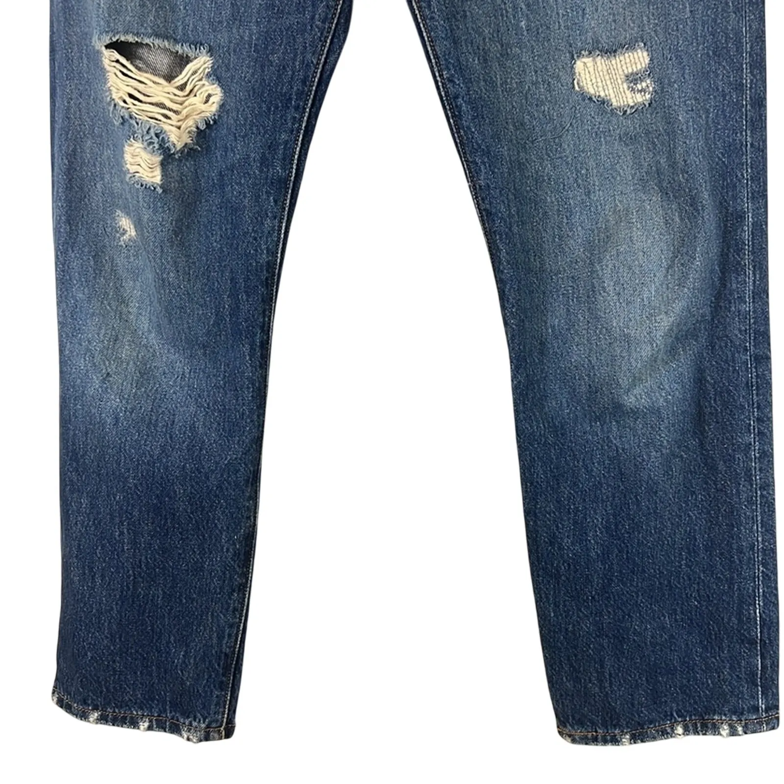 Levi's 501 Mens Jeans 26x26 Distressed Dark Wash Straight Leg Raw Hem 90s Skater - Image 3