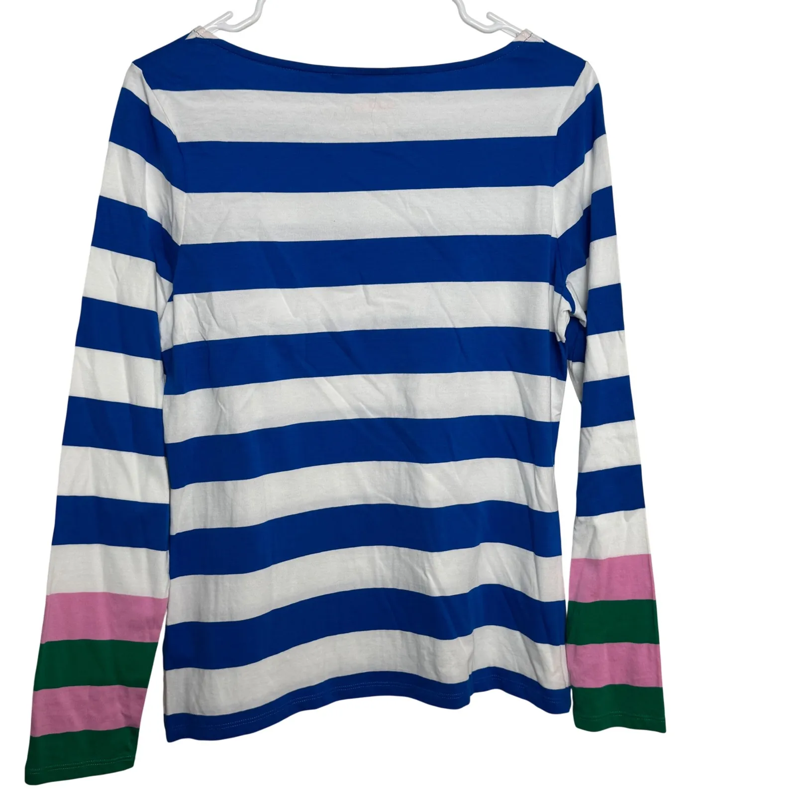 Boden Long Sleeve Striped Cotton T Shirt US 8 Blue White Pink Green Nautical Size undefined - Image 5