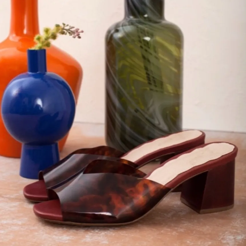 Mules Hannah Tortoiseshell de Miss L Fire Block Mules Brown Size 7.5 - Image 10