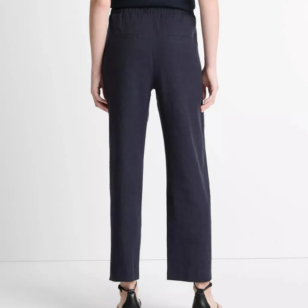 Vince. Linen Blend Tapered Pull-On Seamed Pant Coastal Navy Blue XL - Image 3
