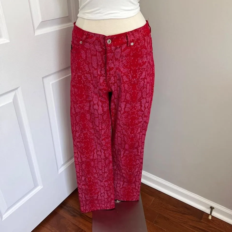 VINTAGE 90'S RED GUESS SNAKESKIN JEANS‎ - Image 2