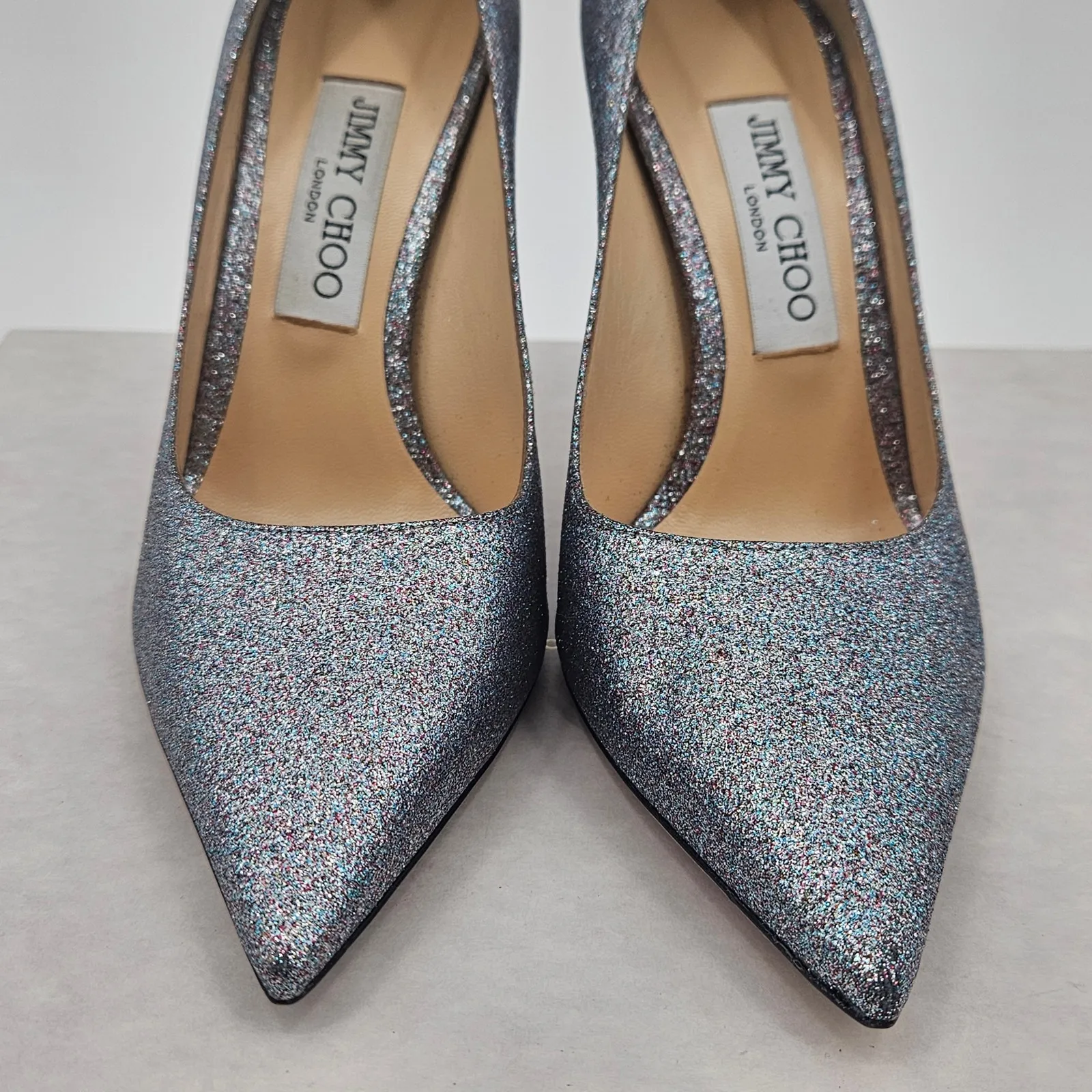 Jimmy Choo  100 Pumps Size 38 Pointed‎ Toe Glitter Heels - Image 4