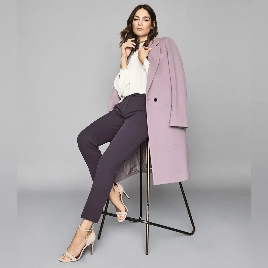 REISS Joanne Slim Leg Tailored Dress Pants in Plum 2 - Image 3