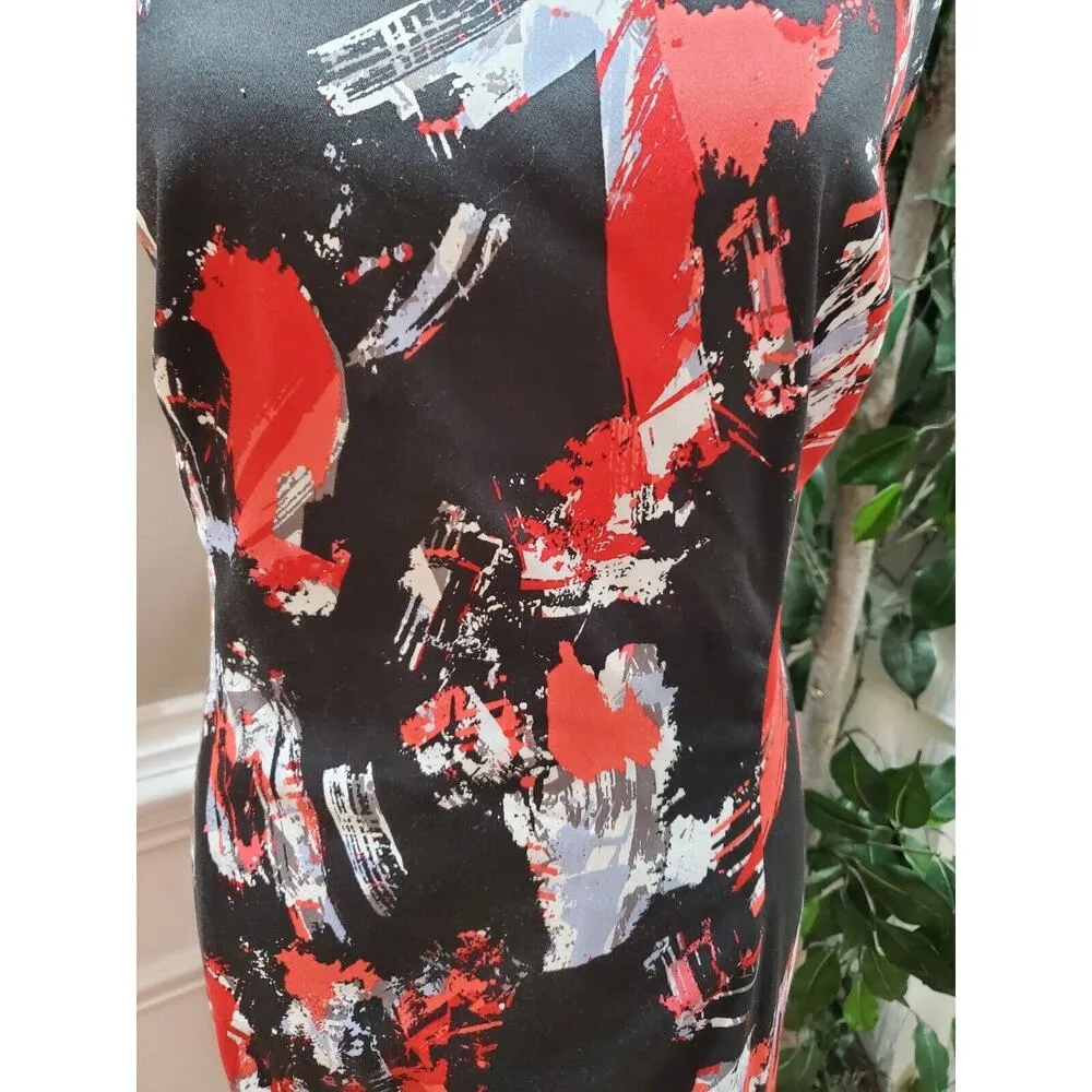 Preston & York Women Black/Red Cotton Round Neck Sleeveless Knee Length Dress 18 - Image 3