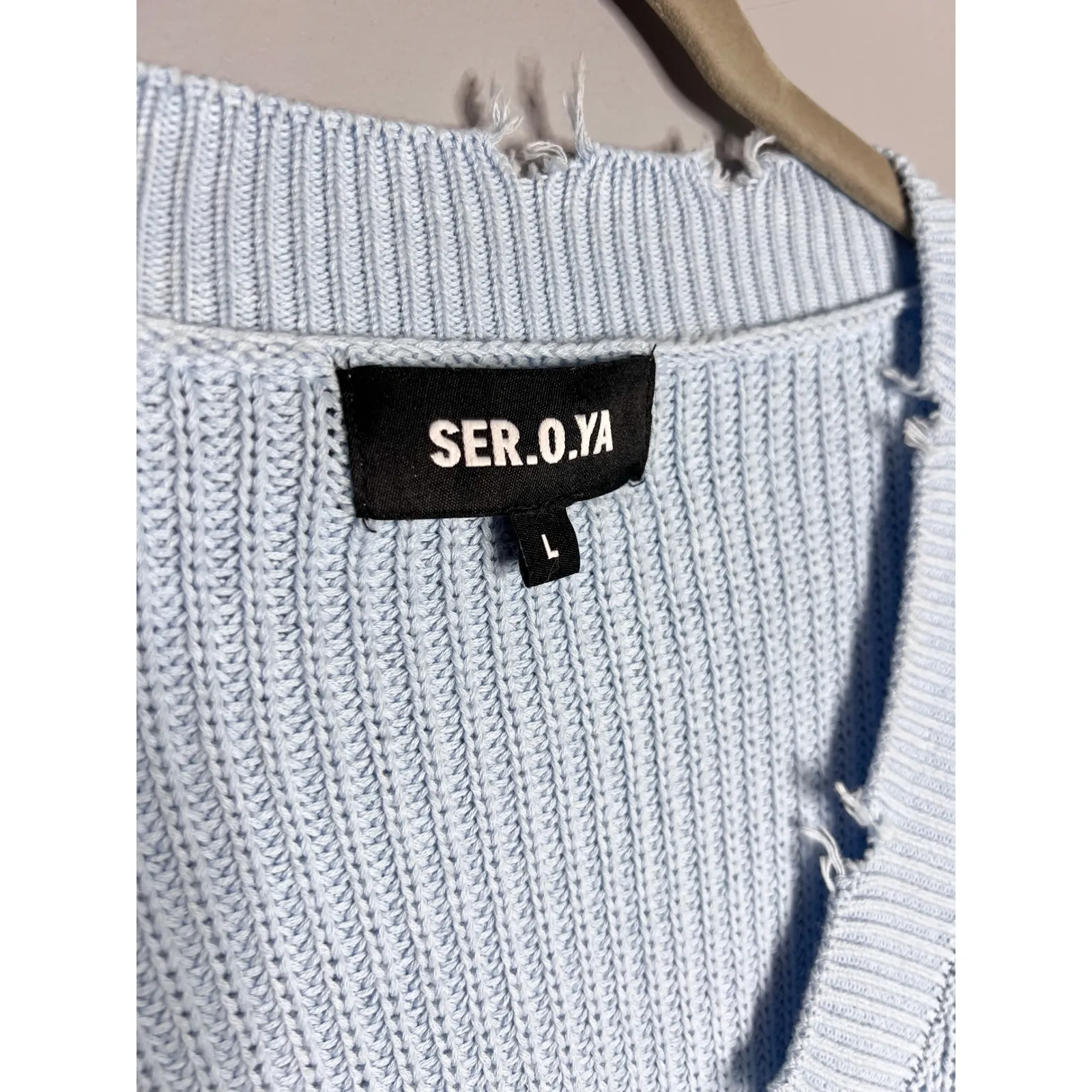 SER.O.YA Syd Seater Sky Blue Size Large Distressed Cropped - Image 5