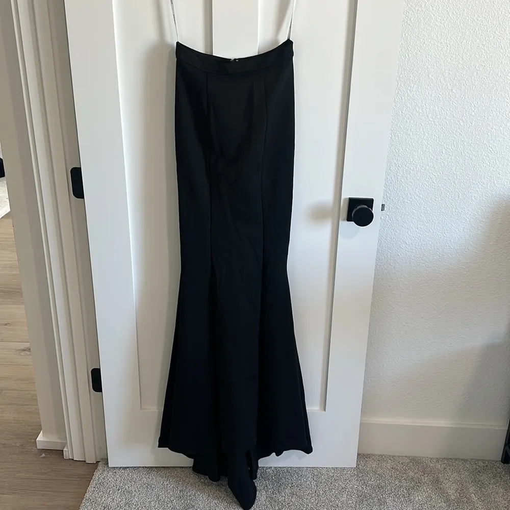 Jovani Women's 2 Two Piece Ruffle Neck Mermaid Gown Solid Black Evening Formal - Image 6