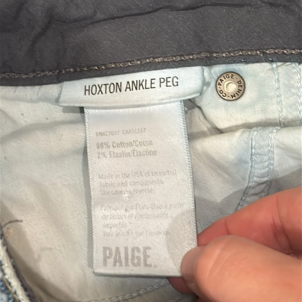 PAIGE Hoxton Ankle Peg Blue Distressed Skinny Jeans Beachwood Wash size 24 - Image 14