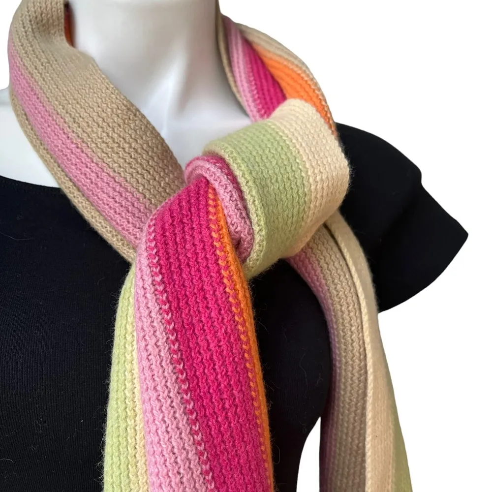 NWT, Talbots Wool Blend Ribbed Knit Multicolor Fringe Scarf - Image 5