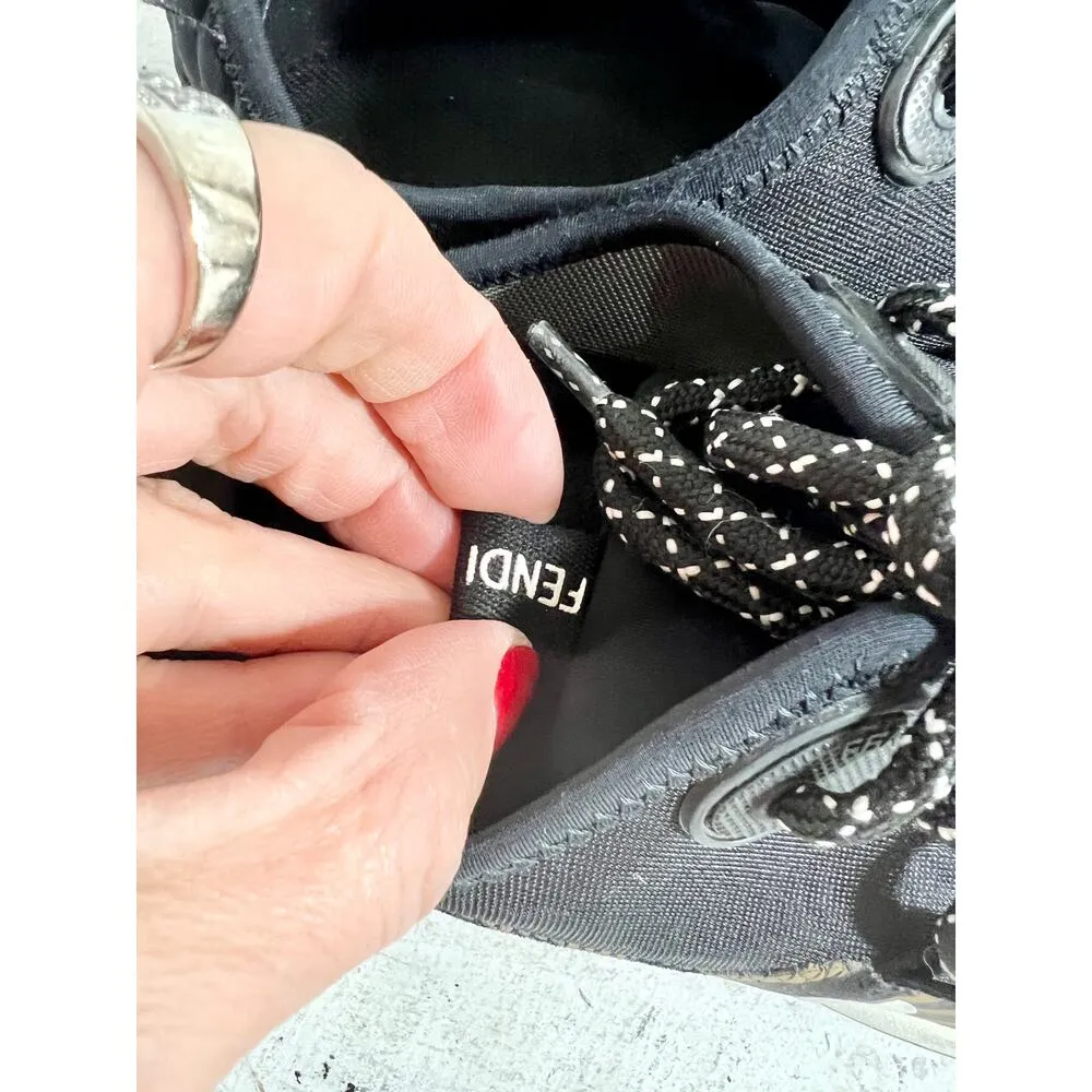 Fendi FF Freedom Patchwork Low Top Technical Mesh Sneakers Black Tobacco 39 / 9 - Image 6