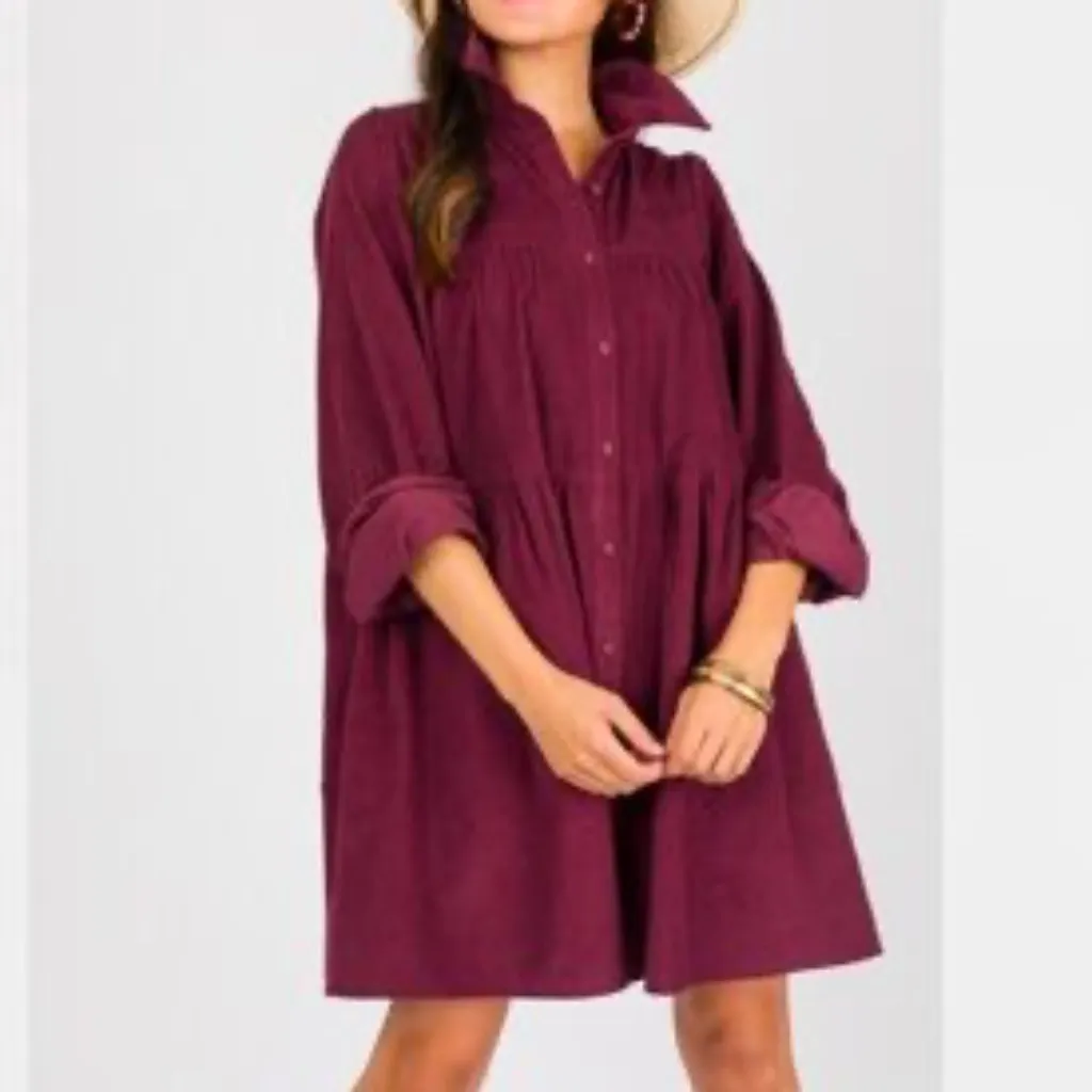 Corduroy Dress | Arula | Wine | 2x | NWT Red - Image 2