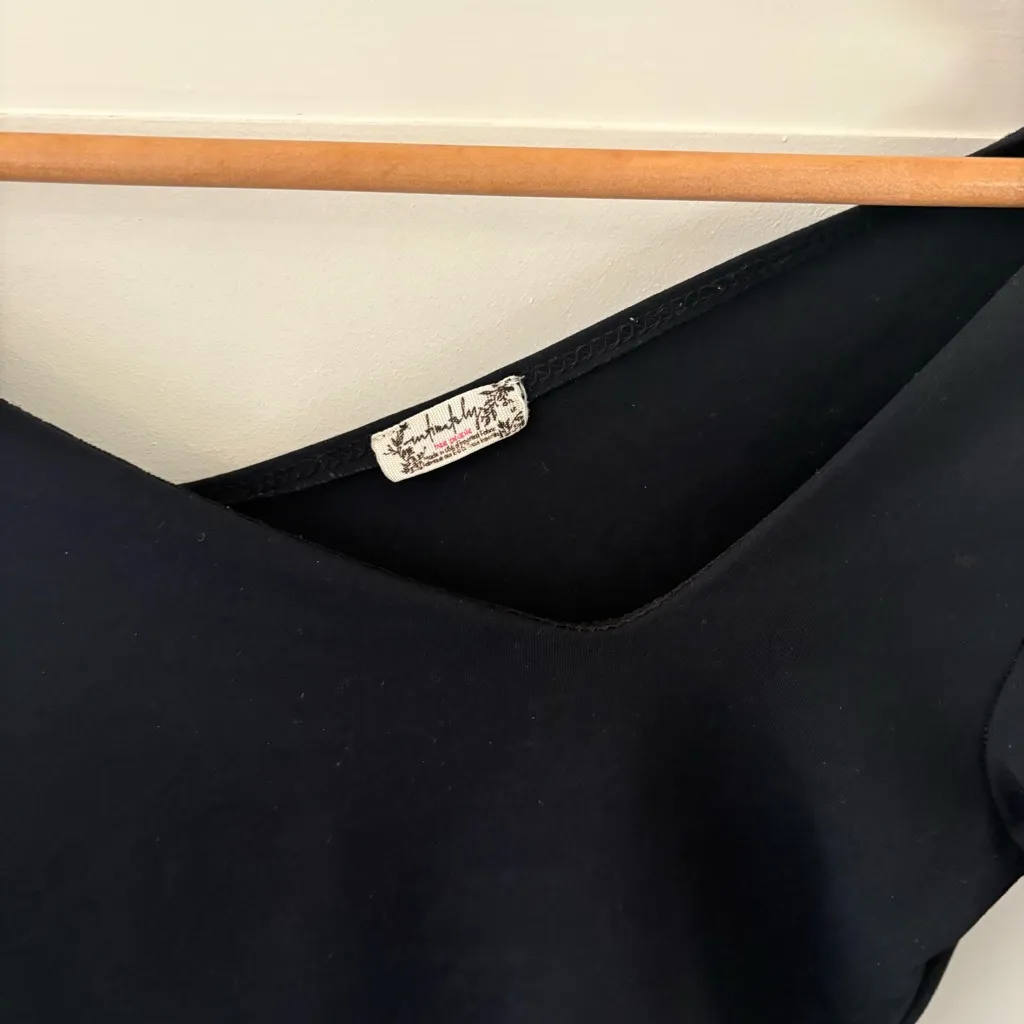 Free People Asymmetrical Abbie Bodysuit Black. Size Medium. - Image 6