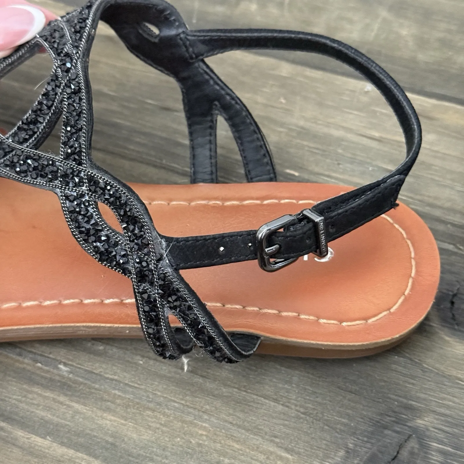 Womens Gianni Bini Black Sequence Sandals Size 7.5‎ - Image 3