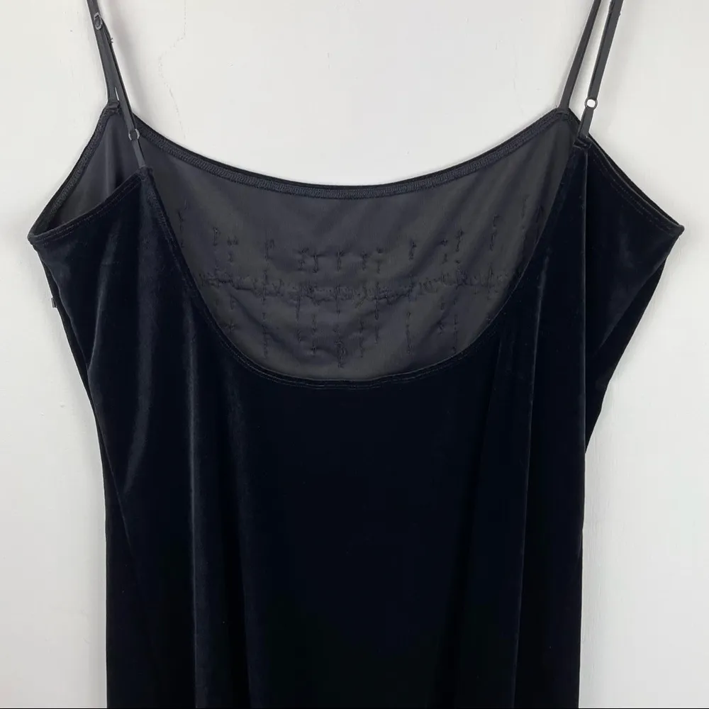 Y2K Victoria’s Secret Black Velvet Beaded Slip Dress Mini Sz Large - Image 8
