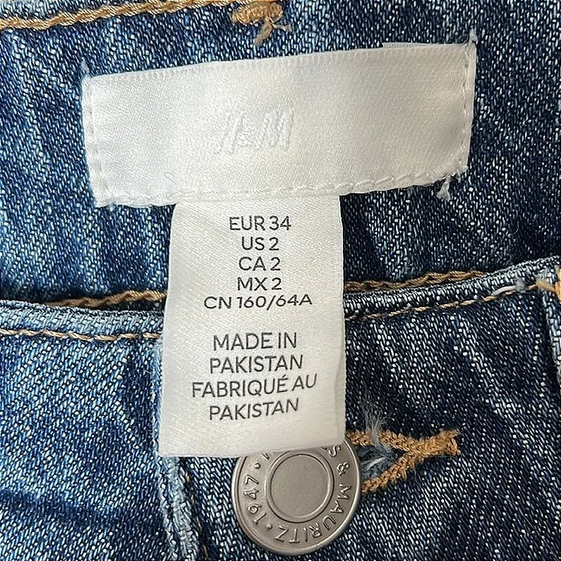 H&M Wide Leg High Waist Cropped‎ Jeans Sz 2 NWT 21" Inseam Classic Denim - Image 5