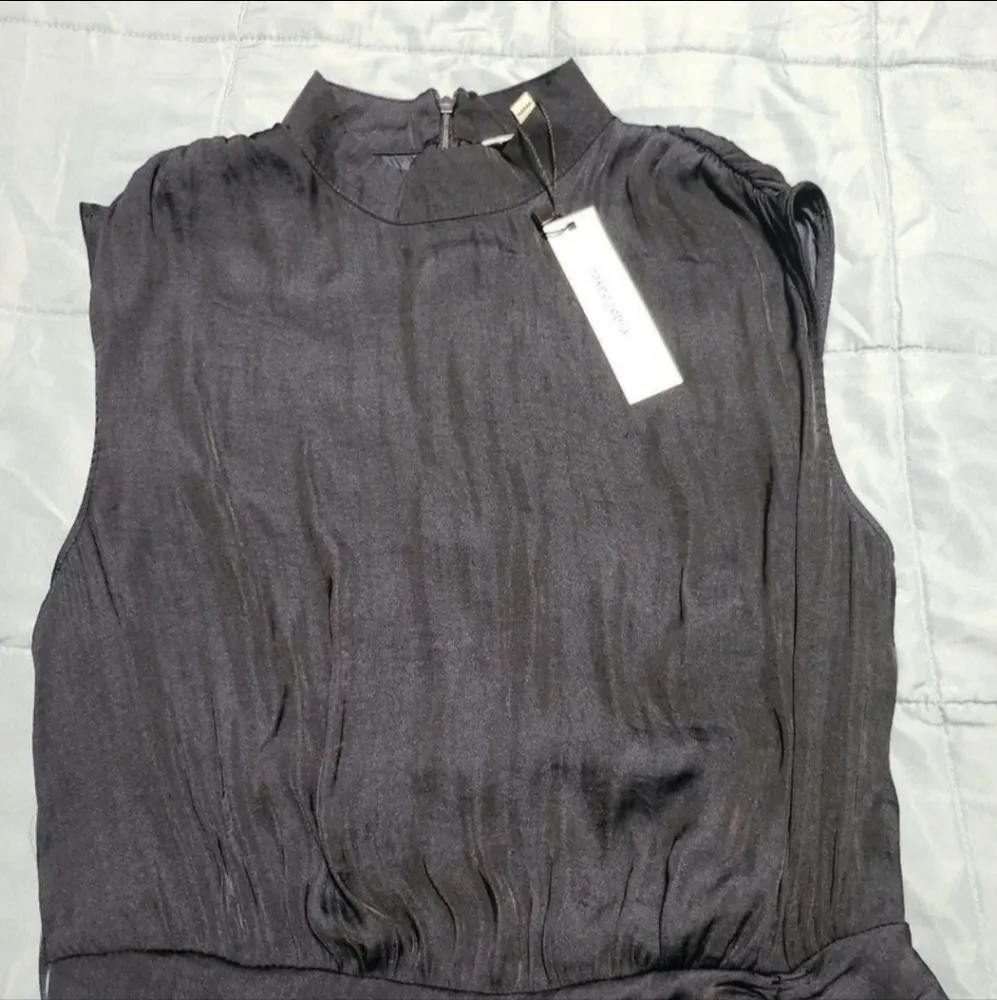 NWT Mock Neck Mini Dress W/ Front Drawstring Detail, Color Dark Navy Blue SIZE S - Image 5