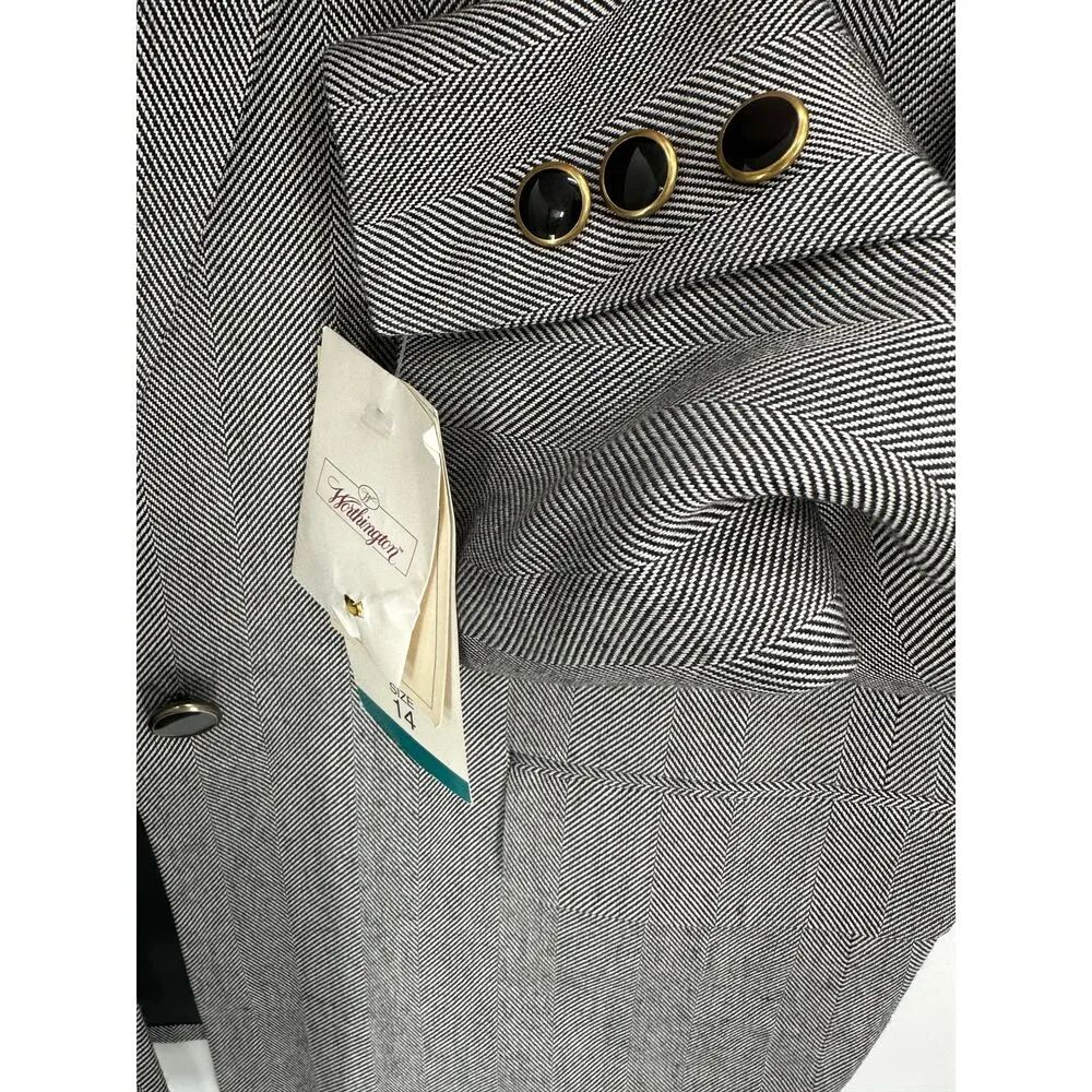 Worthington Skirt Suit Set Women 14 NWT Black Grey One Button Blazer Rayon - Image 3