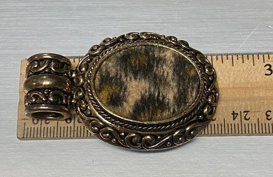 Costume Jewelry Pendant Slide Faux Animal Leopard GoldTone Chunky Bold Statement Gold - Image 3