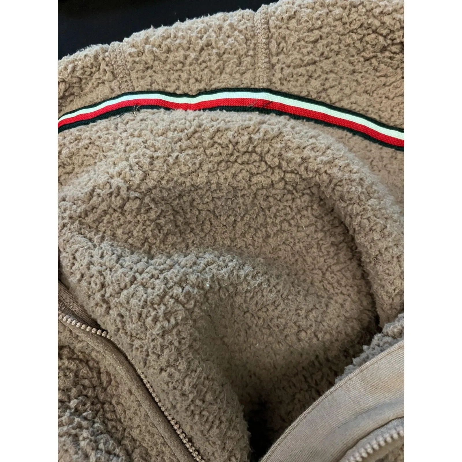 Tommy Hilfiger Hoodie Womens XL Beige Sherpa Fleece Teddy 1/4 Zip Pullover - Image 6