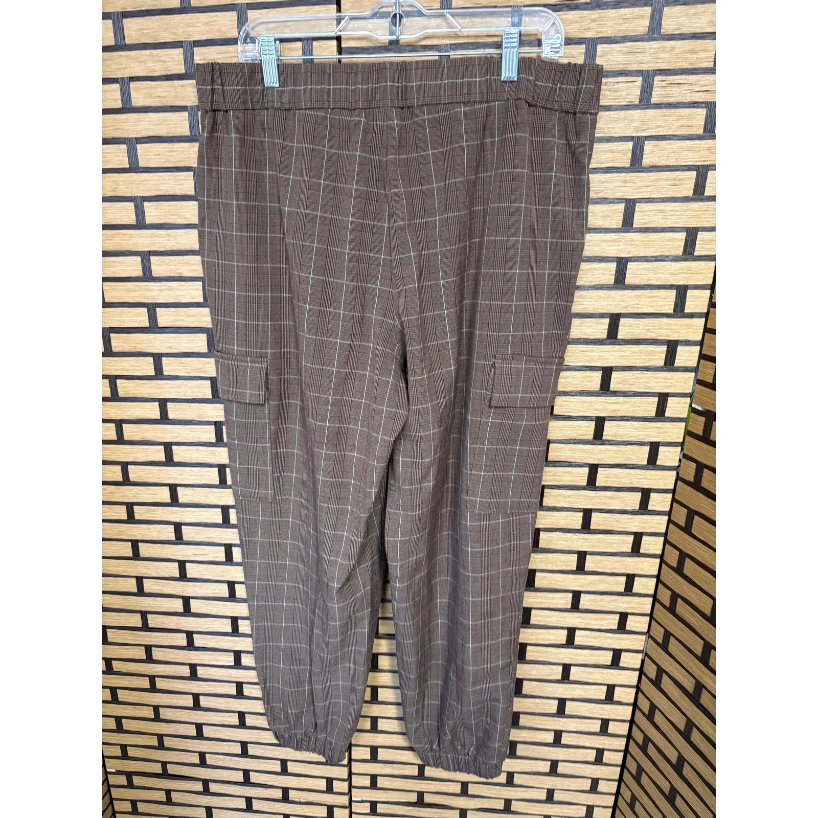 A New Day Brown Plaid Joggers Size 14 - Image 2